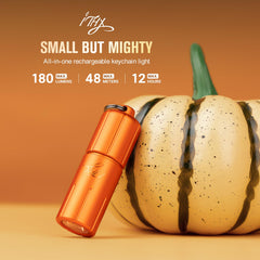 OLIGHT iTHX i1R 2 Pro EOS Rechargeable Tiny Keychain Torch 180 Lumens LED Flashlights,Slim Mini Handheld Light,Powered by Rechargeable Battery with Type-C USB Cable for Everyday Carry (Pumpkin Orange)