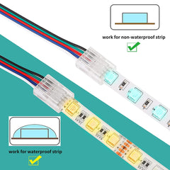 HOMELYLIFE 10 Pcs 5 Pin 12mm LED Strip Connectors Solderless with 16.4ft Extension Cable 5 Conductor for Waterproof or Non-Waterproof 12mm Wide RGBW RGBWW LED Strip Lights