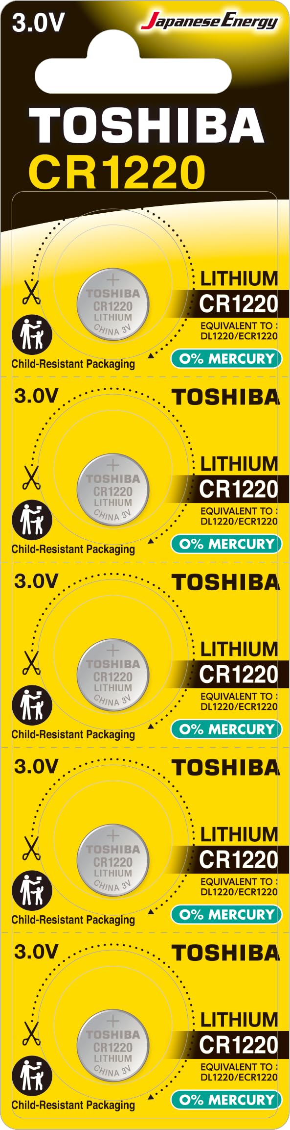 Toshiba Lithium Coin Batteries – Coin Battery Packs - Lithium 3v Coin Battery Long Life – Button Cell Batteries for Watches, Keyfobs, Scales & More - CR1632 - Pack of 5