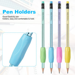 OFFCUP HB Pencils, 24pcs Pencils with Rubbers, Presharpened Pencil Writing Pencils with Rubbers on The End with 4 Pen holders, 2Pencil Sharpener and Rubbers for School Children Handwriting and Drawing