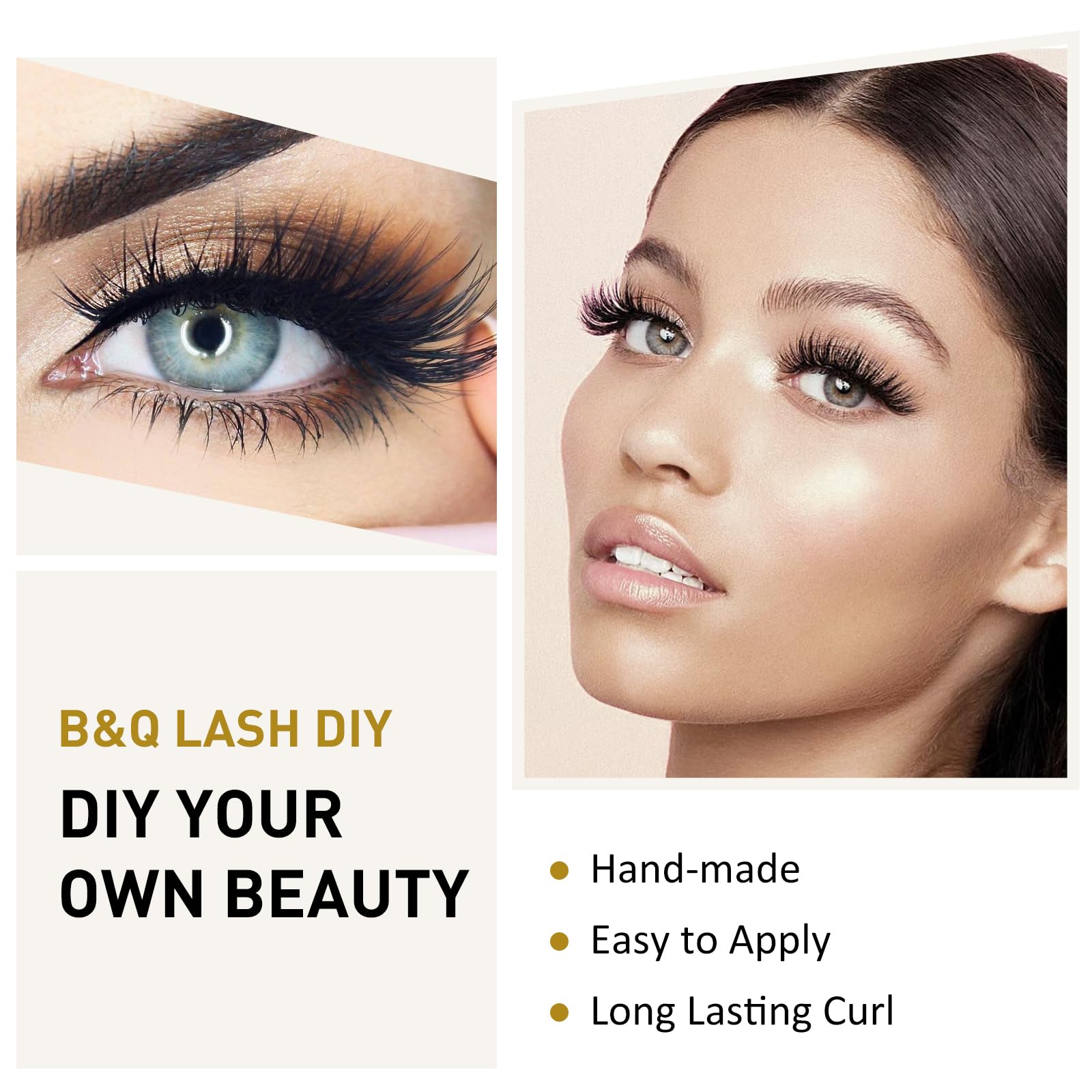 Cluster Lashes B05 Mixed Tray 72 Clusters B&Q Lash Clusters C D Curl Individual Cluster Lashes Mega Volume Eyelash Clusters DIY Lash Extensions Soft Fluffy Cluster Eyelash Extensions(B05,D-8-16mix)