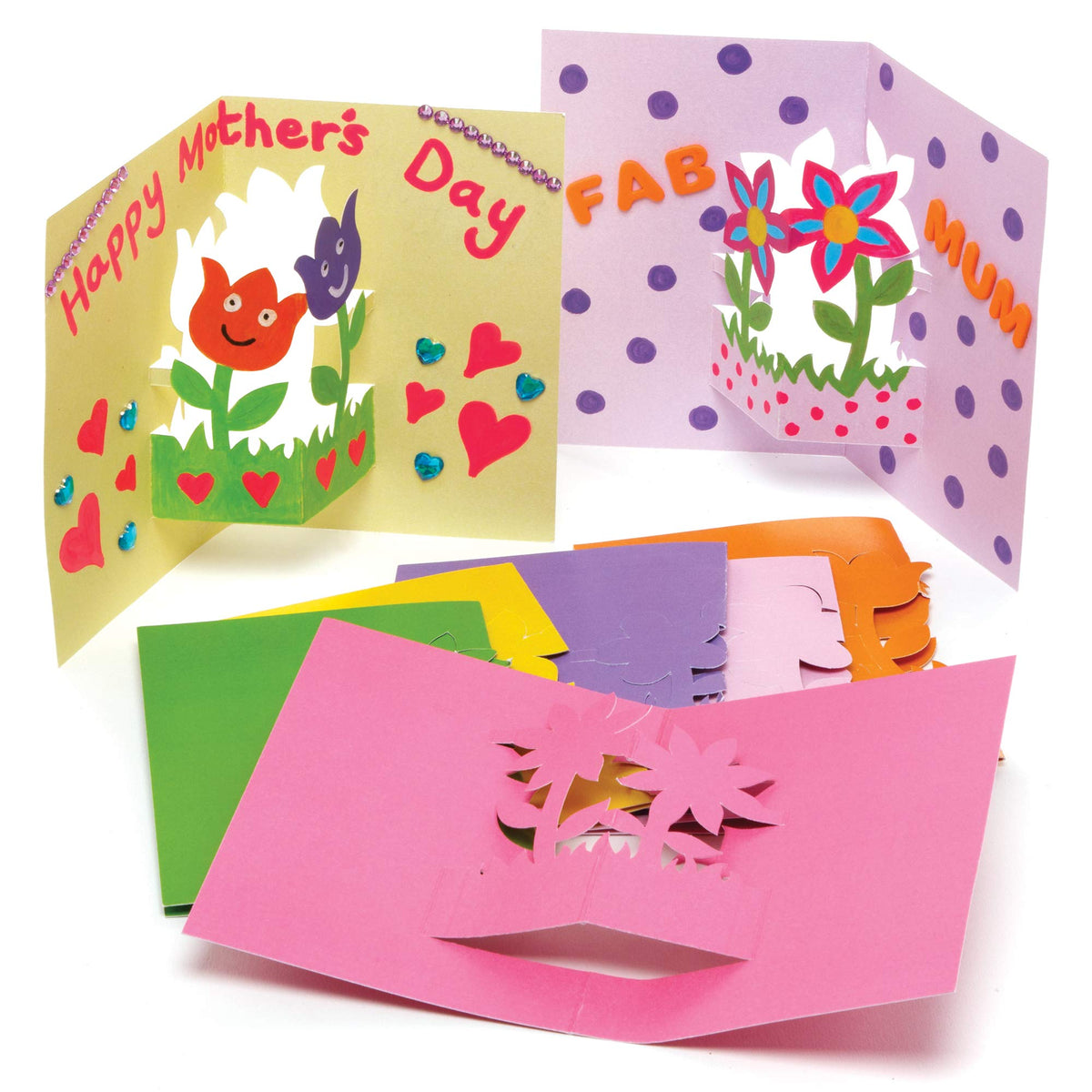 Baker Ross Flower Pop Out Cards - Pack of 10, Easter Crafts, Craft for Kids (AX879)