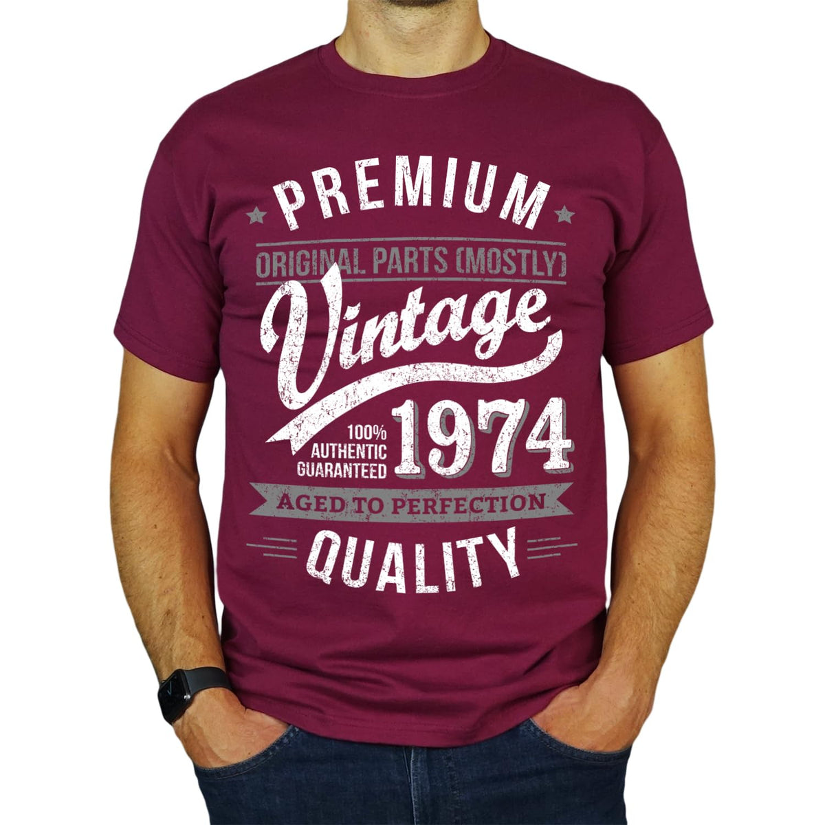 My Generation T-Shirts Vintage Year - Aged to Perfection - 50th Birthday Gift   Present Mens T-Shirt Burgundy 2XL