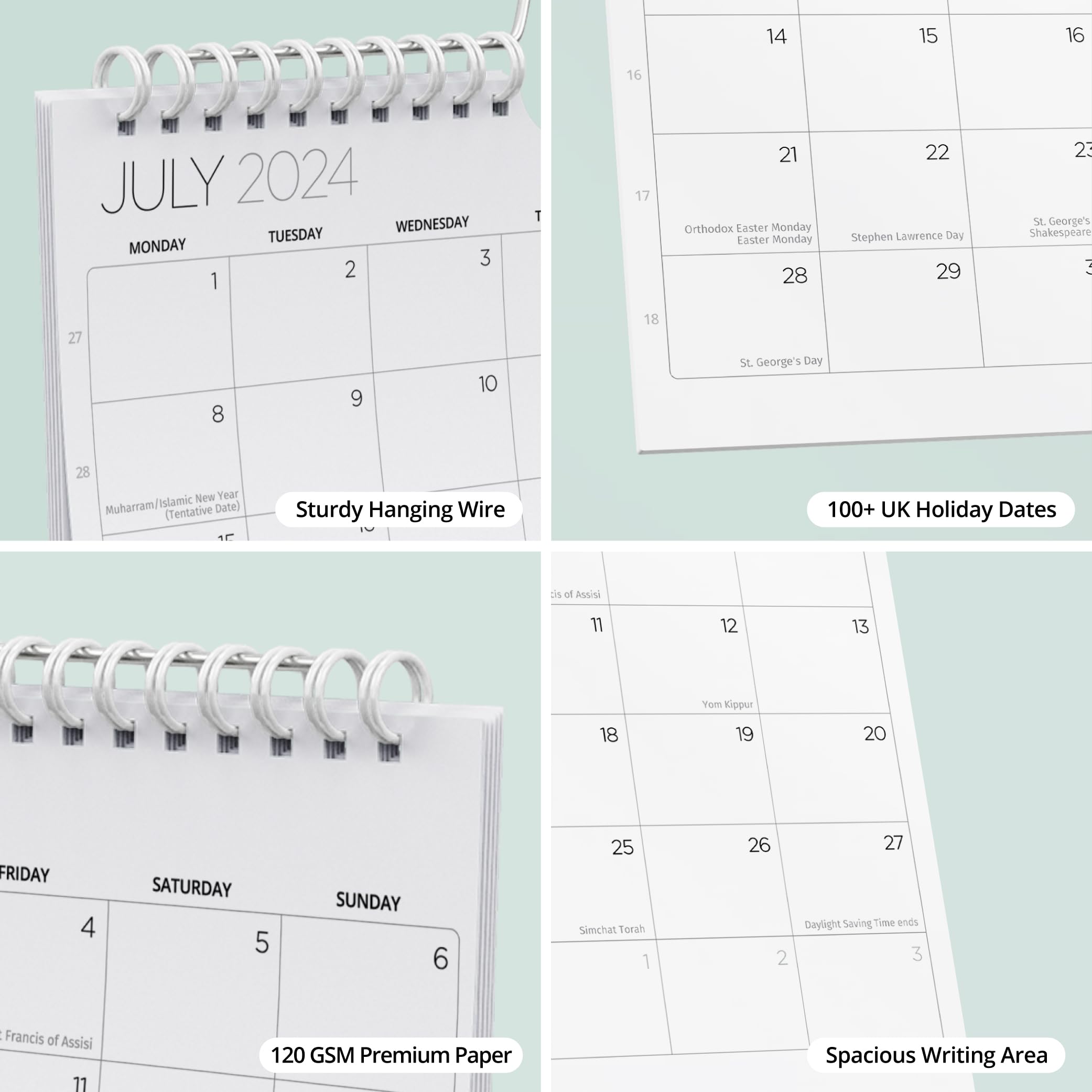 Wall Calendar 2024/25-18 Month Planner July 2024-Dec 2025 - A4 Landscape Wall Planner 2024-2025, Full Year Family Calendar 2024 2025 - Wall Calendar 2024-2025 - Home, Office 18 Month Diary 2024-2025