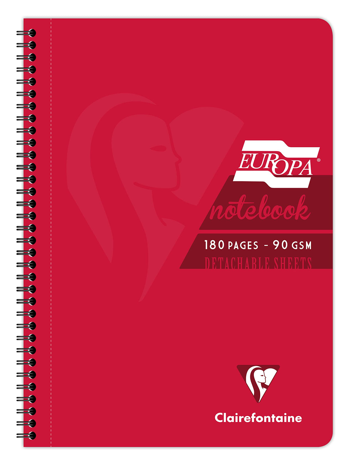 Clairefontaine Europa - Ref 5805Z Wirebound Notebooks, Hardwearing Bright and Glossy Covers, 180 Lined Sheets, A4 size and Micro-Perforated Pages, Red Cover