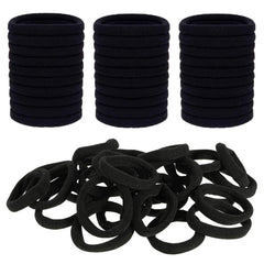 ILamourCar Hair Bobbles for Women, 50 Pcs Soft Hair Ties No Damage, Seamless Hair Bands for Thick Curly Hair (Black)