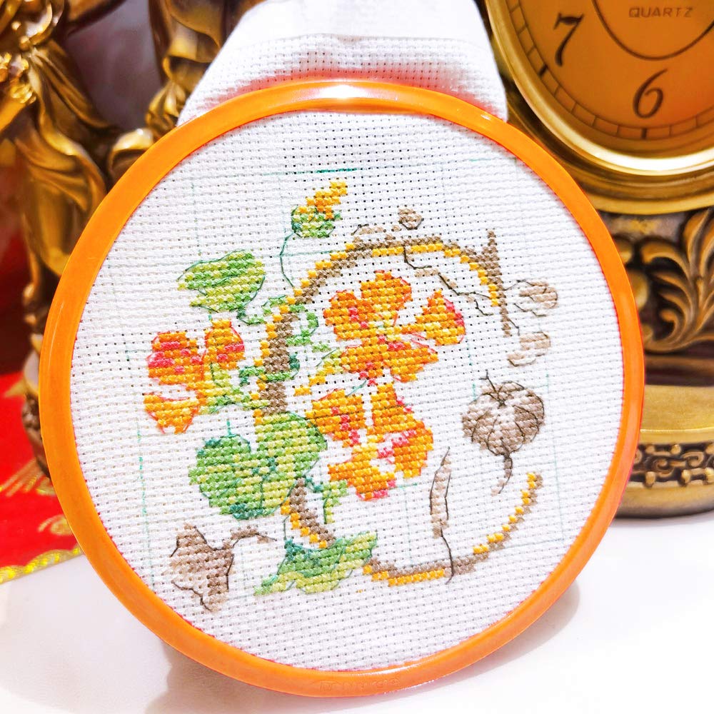 4 Sizes Colorful Round Embroidery Hoop Set Plastic Circle Cross Stitch Hoop Rings for DIY Craft Sewing,Including 16pcs Gold Eye Sewing Needles,LAMXD Embroidery Hoop(Random Color)