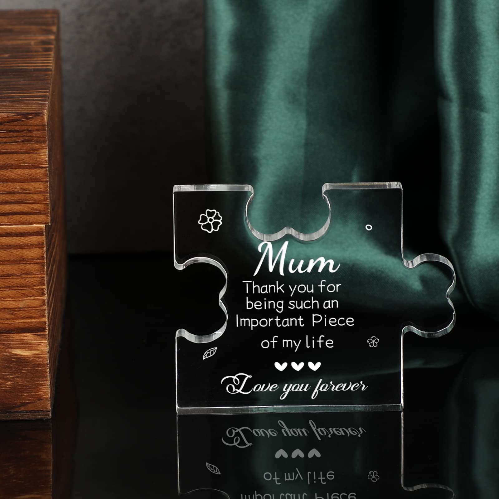 Funnli Gifts for Mum, Engraved Acrylic Block Puzzle Mum Gifts, 3.35 x 2.76 Inch Table Decoration Mum Mummy Presents, Mothers Day Birthday Gifts for Mum from Daughter Son