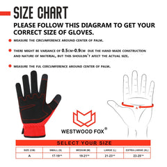 WESTWOOD FOX Gardening Gloves Leather Thorn Safety Working Heavy Duty Work Gloves for Women and Men Garden Tools Mechanic Breathable Gardener Non-Slip Rigger Gloves Protective Gift (Red, L)