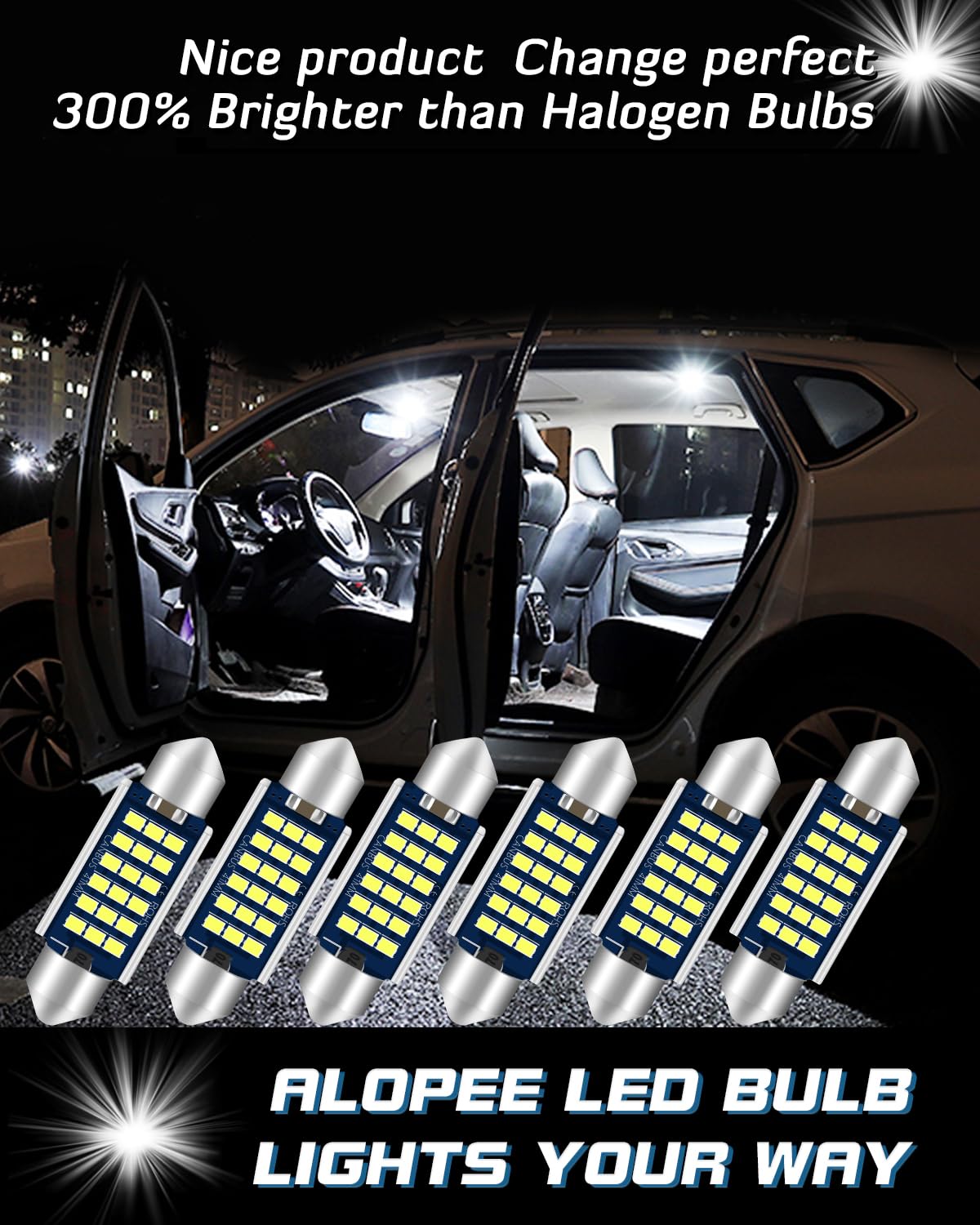 Alopee 578 LED Festoon Bulb, 41mm 1.61'' Festoon LED C5W Bulbs,9-28V 2016 18SMD White 41mm Canbus Error Free Festoon Bulbs for 211-2 569 578 Car Interior Dome Map Courtesy Trunk Light (6pack)