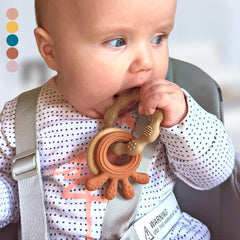 Infatot® Teething Toys for Baby - MultiTexture Baby Teethers 0-6 Months, Baby Essentials for Newborn - Baby Shower Gifts, Baby Teething Toys Silicone Teethers for Babies 6 Months - Tan & Beige