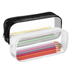 HORJOR 2PCS Clear Pencil Case Practical and Transparent Pencil Case for Exam Waterproof PVC Zippered Pencil Pen Pouch Bag Case Organiser