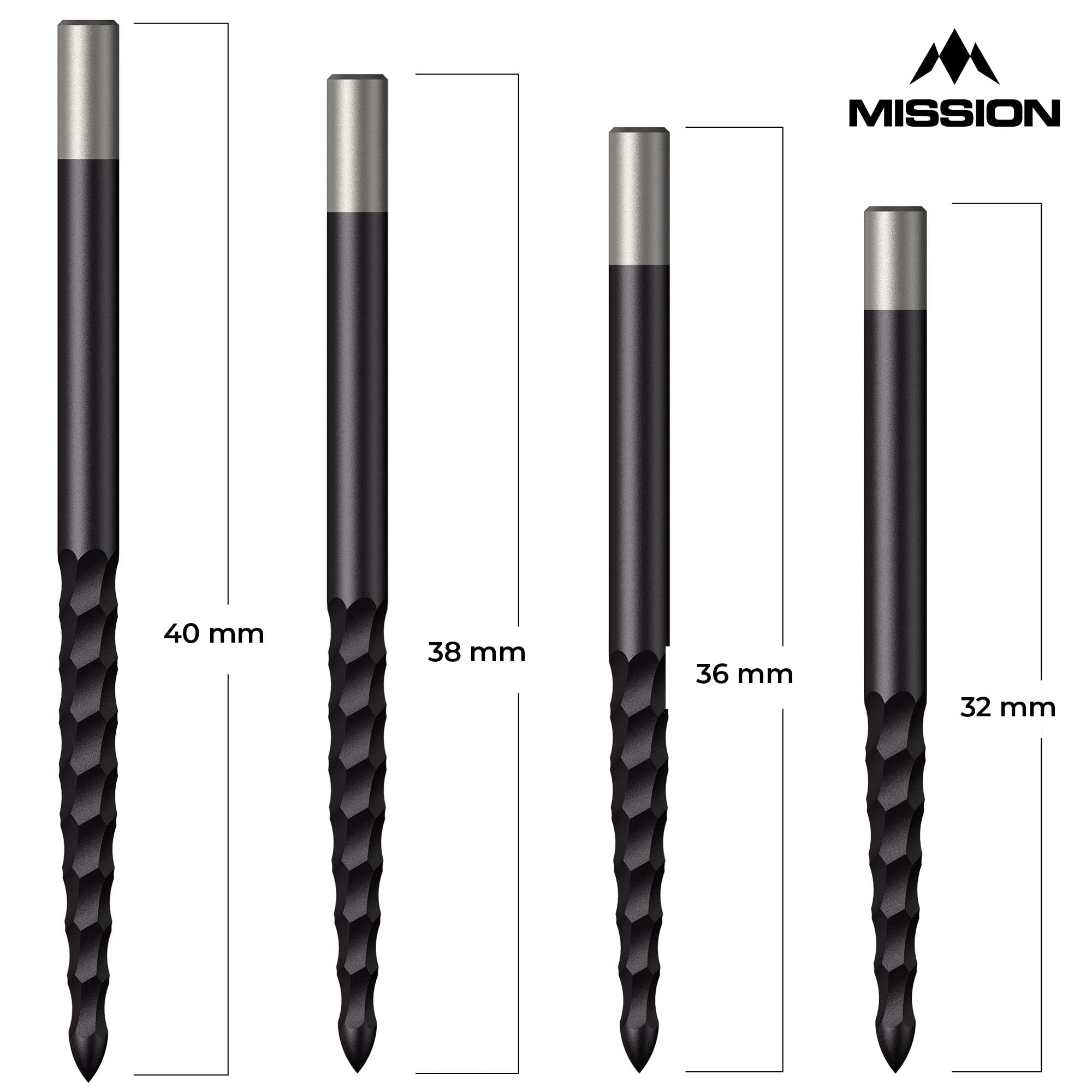 Mission Darts Replacementss Lunar F/S   Steel Tip Dart Replacements Points   36mm Black (X2679)