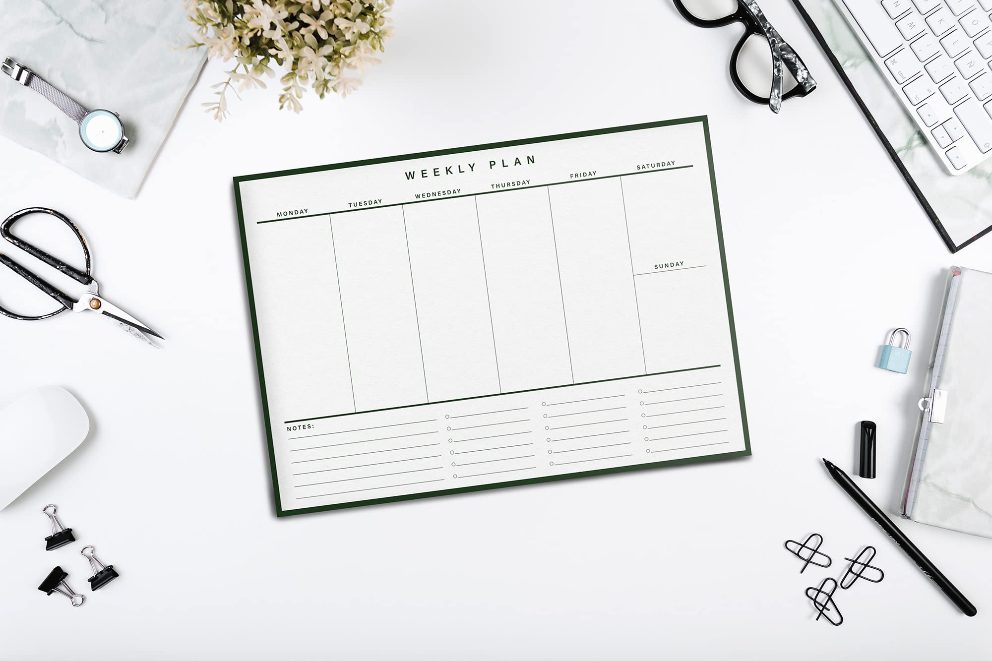 A4 Weekly Desk Planner - 52 undated pages - 100gsm Premium Paper - Simple Weekly Planner - To do list, Notes for Home Business Office, Organising and Productivity Planning