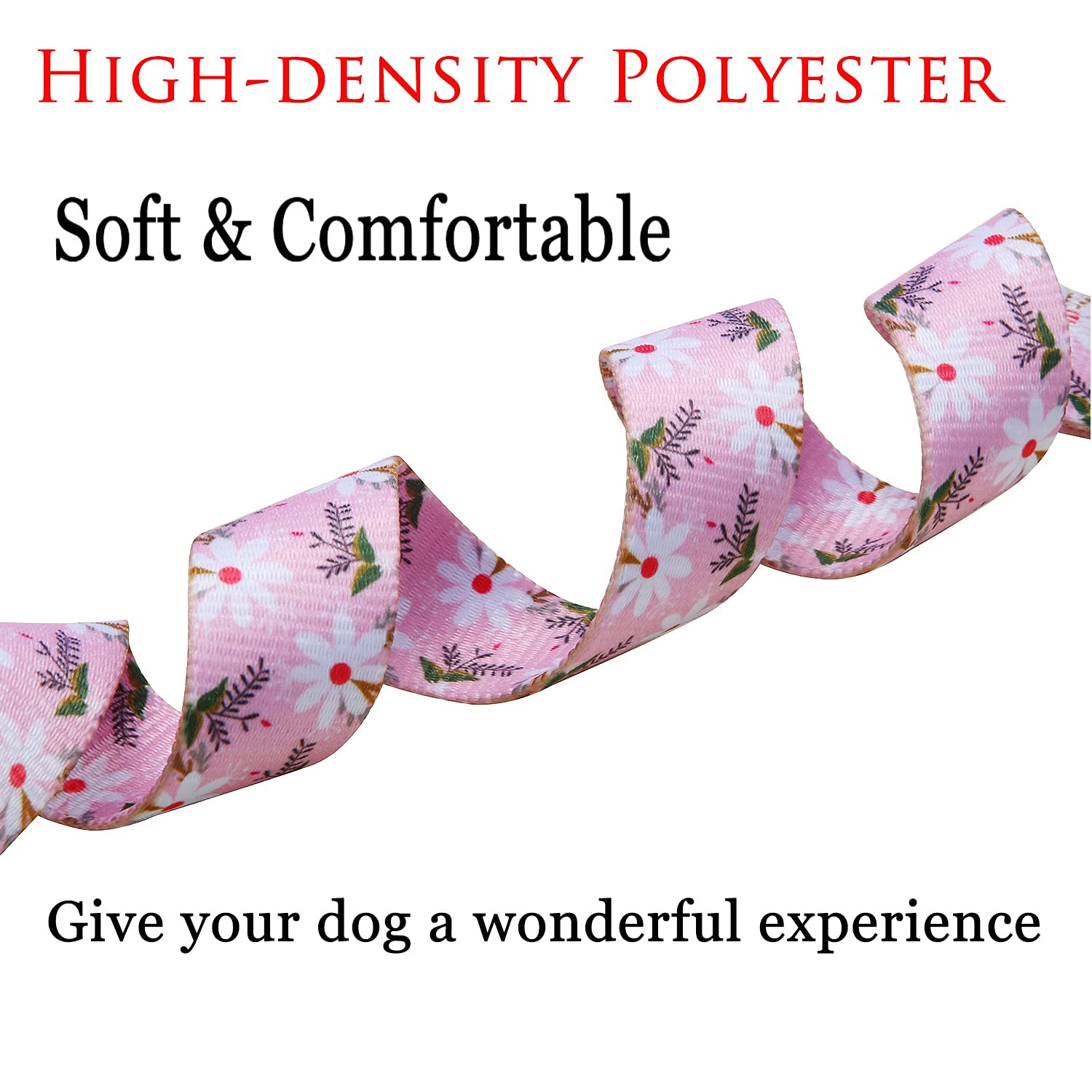 Mihqy Dog Collar for Medium Dogs, Cute Small Medium Large Dog Pet Collar, with Floral Patterns, Soft Adjustable for Boy Girl Female Male Puppy Dog Collar(Pink White Flower,M)