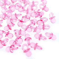 JZK 100 x Pink Mini Dummy Pacifier Acrylic Soothers Table Scatter Confetti Party Decoration Accessories for Baptism Baby Shower Birthday Mother to Be Party Favour