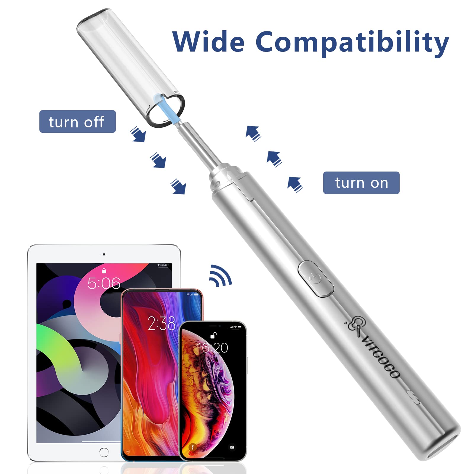 VITCOCO Otoscope Ear Camera, Ear Wax Removal Kit Camera 1920P FHD Wireless Smart Visual Ear Cleaner, 3.9mm Ear Endoscope Camera for iPhone, Ipad & Android Smart Phones