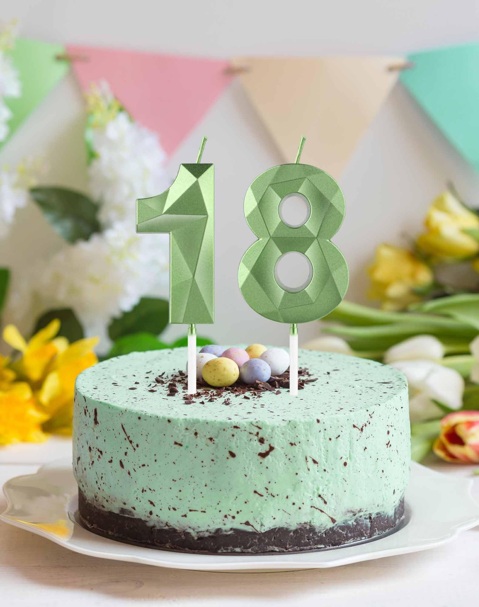 Green 90th Birthday Candles, 3D Green Number 90 Candles for Cake, Women Men 90th Birthday Decorations, Green Cake Decorations, Green Candle Cake Topper for Birthday Party Weddings Anniversary Supplies