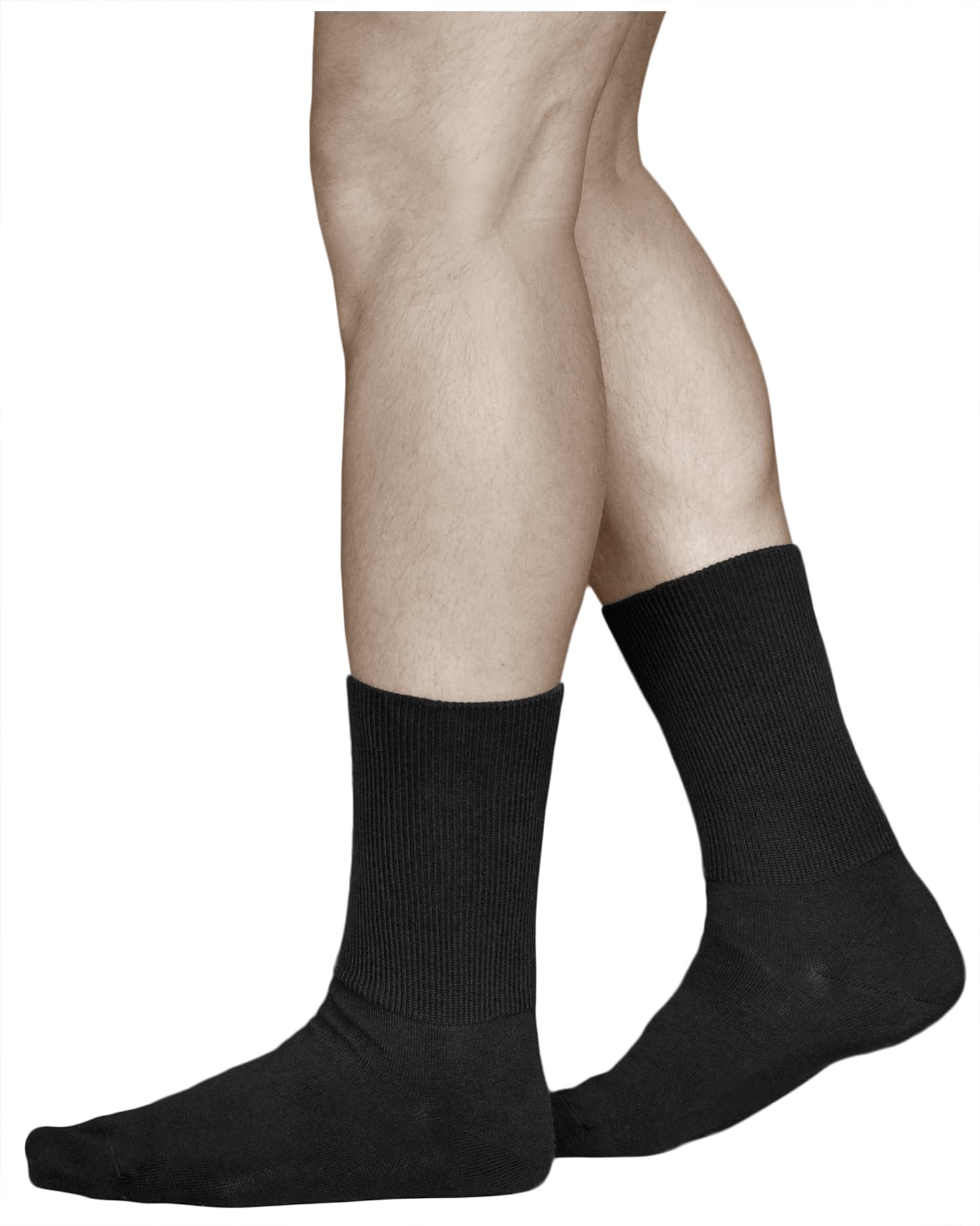 vitsocks Men's Extra Wide Loose Fitting Diabetic Socks (3 PAIRS) Swollen Feet Ankles Legs, black, 9.5-11.5