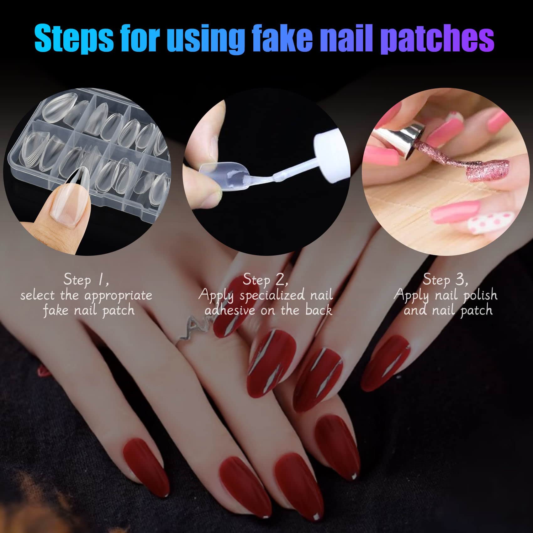 100 Pcs Clear False Nail Tips with Storage Case-Full Cover Coffin Nails in 10 Sizes for Nail Salons and DIY Nail Art-Long Lasting and Durable Artificial Fingernails for Glamorous Looks (Almond, Clear)