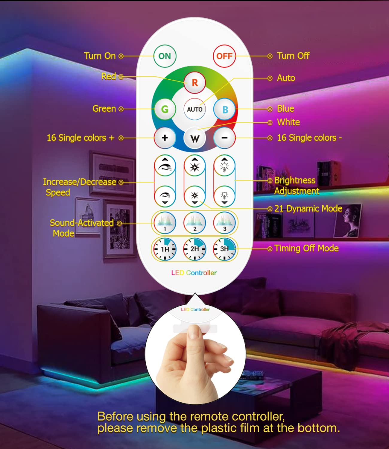 Daymeet TV Led Lights, 4M TV Led Backlight Led Lights USB Powered RGBIC TV Led Light Strip for 55-75 inch TV/Monitor Behind Lighting, Led TV Lights with Remote, Music Sync Bluetooth APP Control