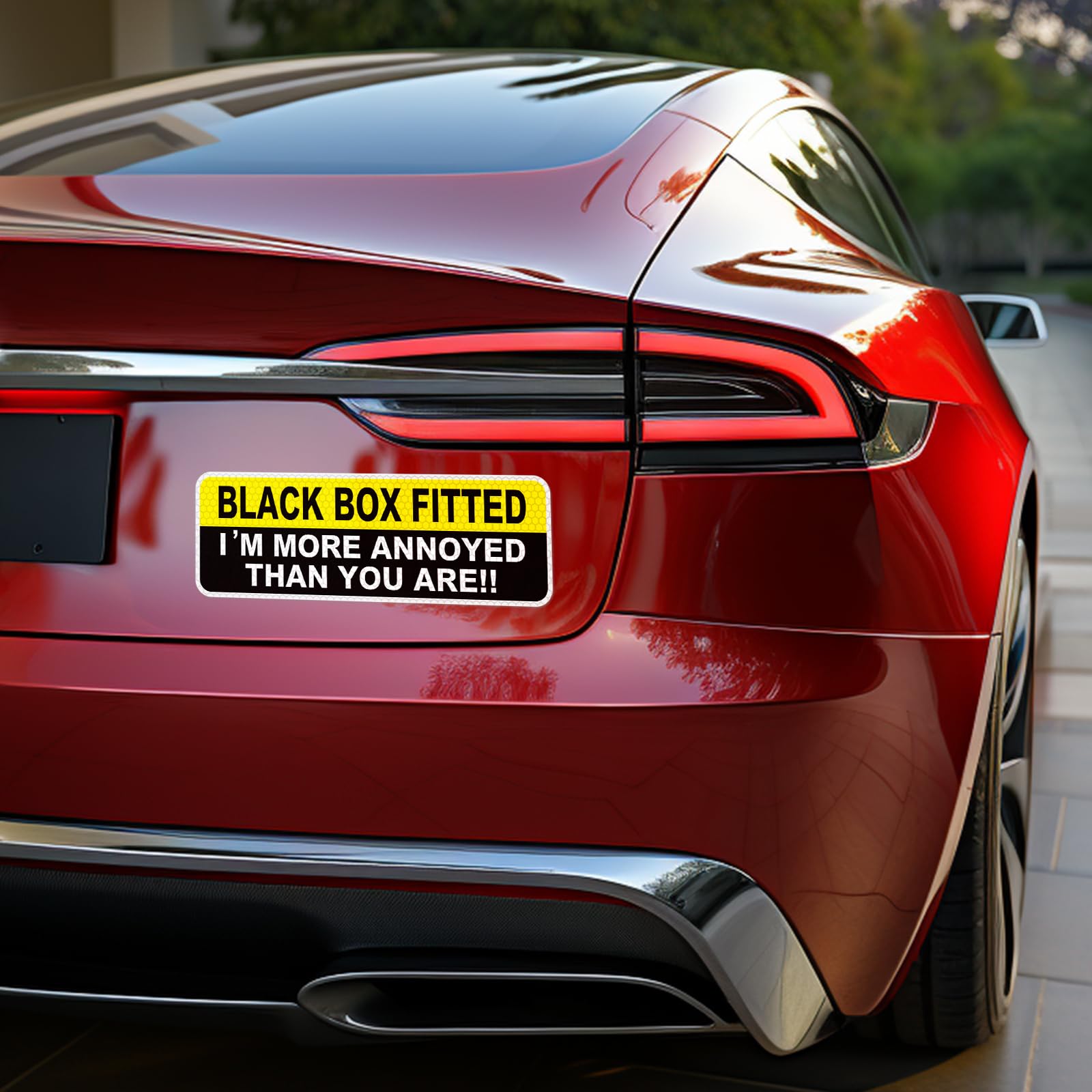 Black Box Fitted Magnetic Sticker 30 × 10 cm Reflective Black Box Car Sticker Security Warning New Driver Car Bumper Speed Monitored Sign Removable Waterproof 4 PCS