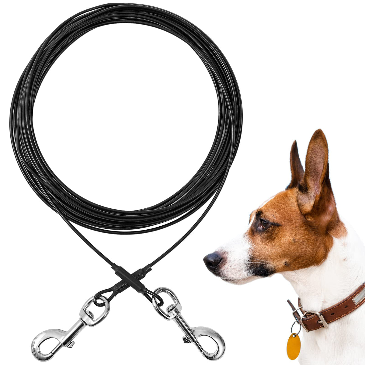 Mi Metty Dog Tie Out Cable 20ft(6M) Dog Leads for Yard Chew Proof, Heavy Duty Dog Tie Out Cable for Large Dogs Up to 253lbs, Durable Dog Runner Tether Line for Outdoor,Yard