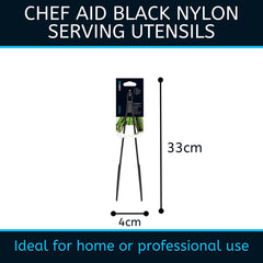 Chef Aid 10E02408 Nylon Serving Tongs,BPA Free Kitchen Utensil and Ideal for use with Non-Stick Cookware, Comes in Black Colour