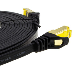 kenable FLAT CAT7 FTP Shielded 600MHz 10Gbps Ethernet LAN Cable RJ45 0.5m Black [0.5 metres]