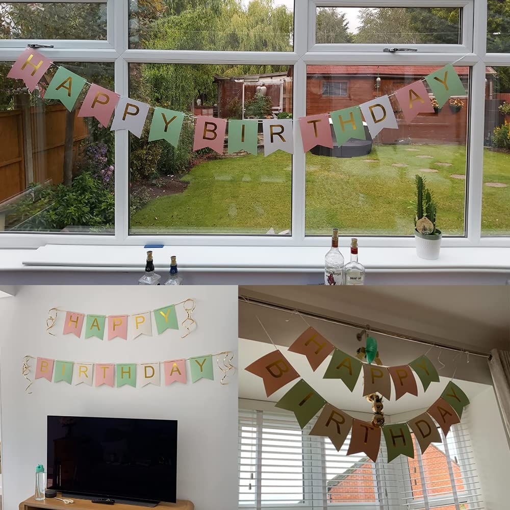 Happy Birthday Banner for Home or Garden Birthday Party Bunting, Candy Pastel Birthday Party Decoration Supplies