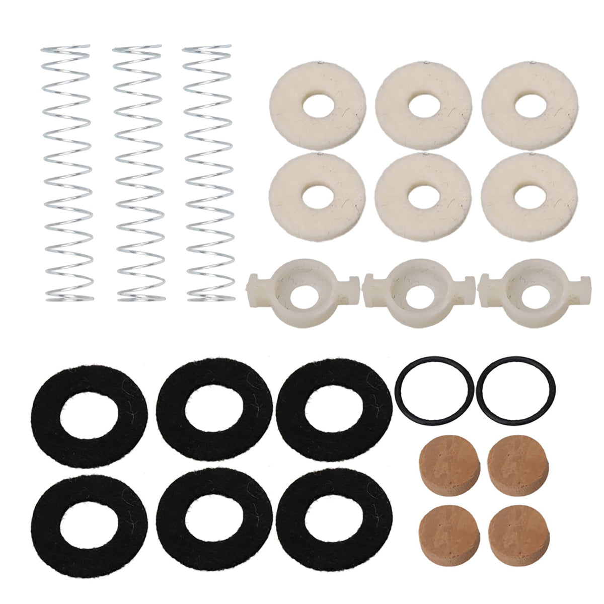 Mxfans Bb Trumpet Cornet Piston Valve Repair Kits w/Valve Guide 12 Felt Washer Replaces Parts