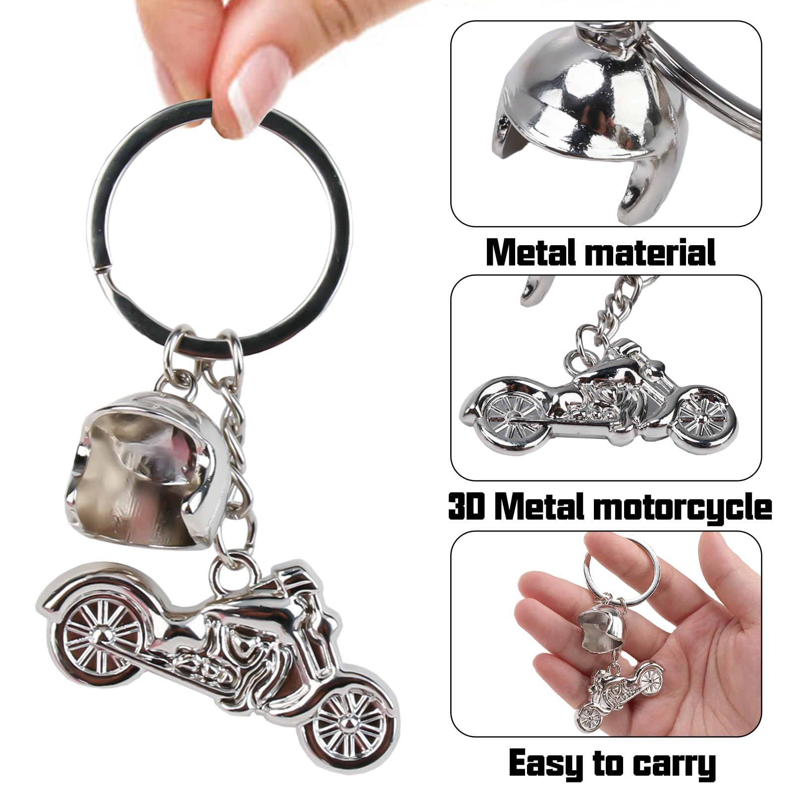 Motor Bike Keyring Model 3D Metal Motorcycle & Helmet Keychain Mini Charm Car Key Ring Accessory Personalised Gifts for Women Men Motorbike Lovers Valentine's Day Birthday Party Xsma Anniversary Prom