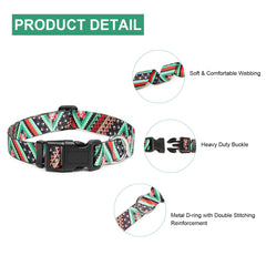 Mercano Adjustable Dog Collar - Special Design Patterns, Soft Nylon Comfortable Durable Pet Collar for Small Medium Large Dogs (L, Ethnic Green)