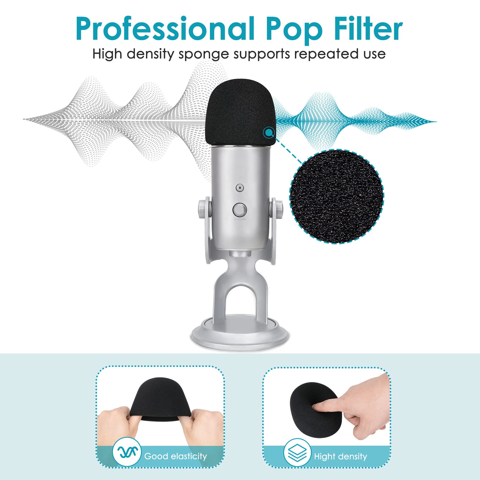 Blue Yeti Pop Filter Foam - Microphone Cover Foam for Blue Yeti, Yeti Pro Microphone to Reduce Noise, Yeti Mic Cover by YOUSHARES