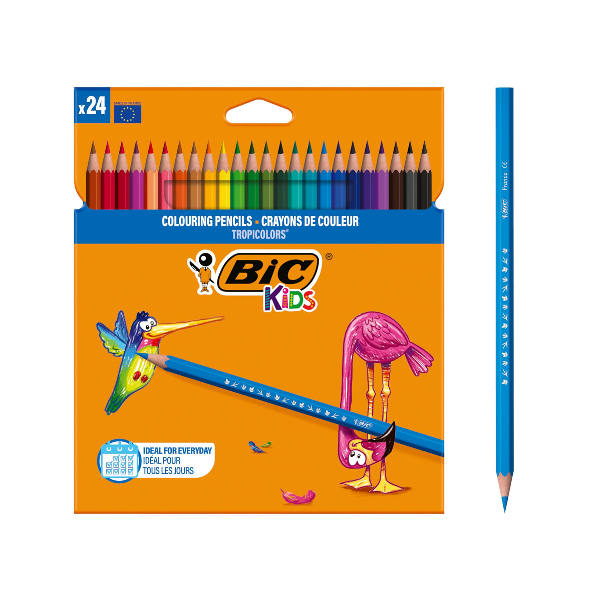 BIC Kids Tropicolours Coloured Pencils, Assorted Colouring Pencils, Back to School Supplies, BIC Pencils for School, 24 Pack