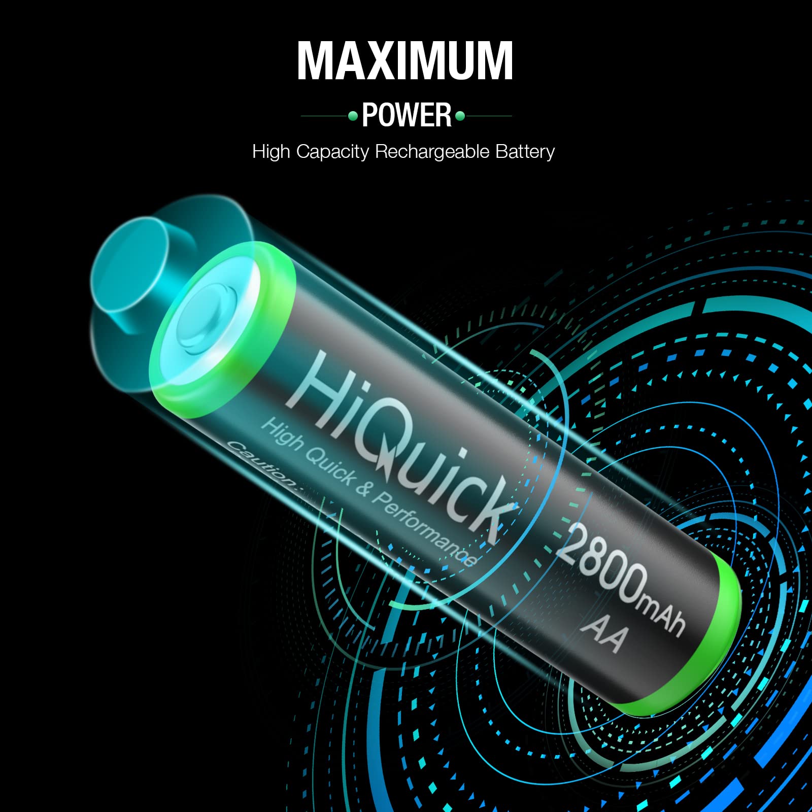 HiQuick 8pcs 2800mAh Ni-MH AA Rechargeable Batteries High Capacity Rechargeable Battery AA 1.2 Volt(1.2 V) Low Self-Discharge (AA Batteries Rechargeable x8)