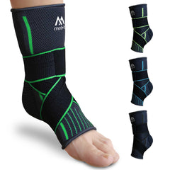 med-fit Stride Flex Adjustable Ankle Support for Men/Women: 4 Way Foot Compression Ankle Brace for Sports & Injuries: Arthritis Pain Relief, Recovery, Plantar Fasciitis Support (1, Green, Small)