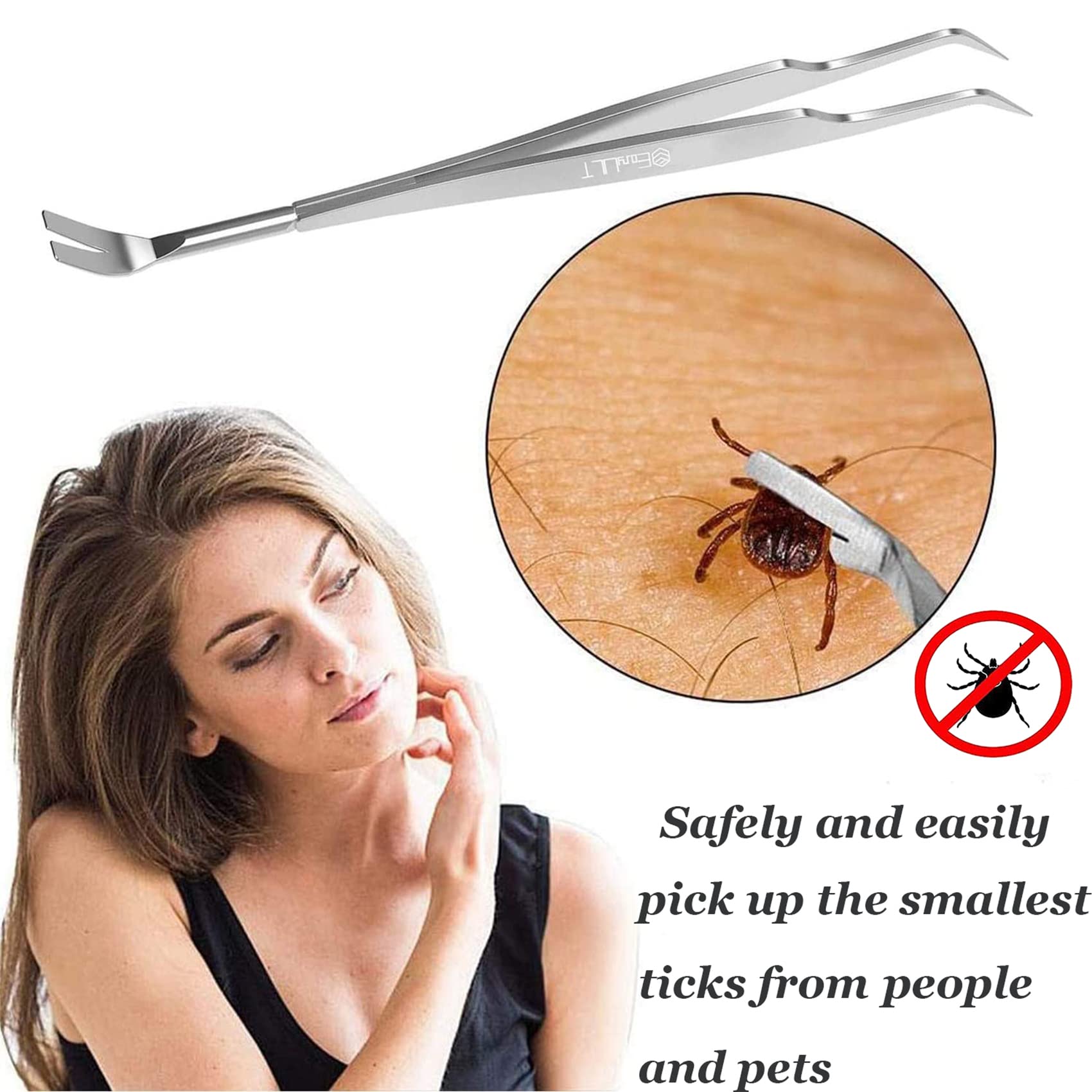 EasyULT 2 in 1 Tick Remover, Stainless Steel Professional Tick Removal Tool, Safe Tick Remover for Pet, Humans, Dogs, Cats