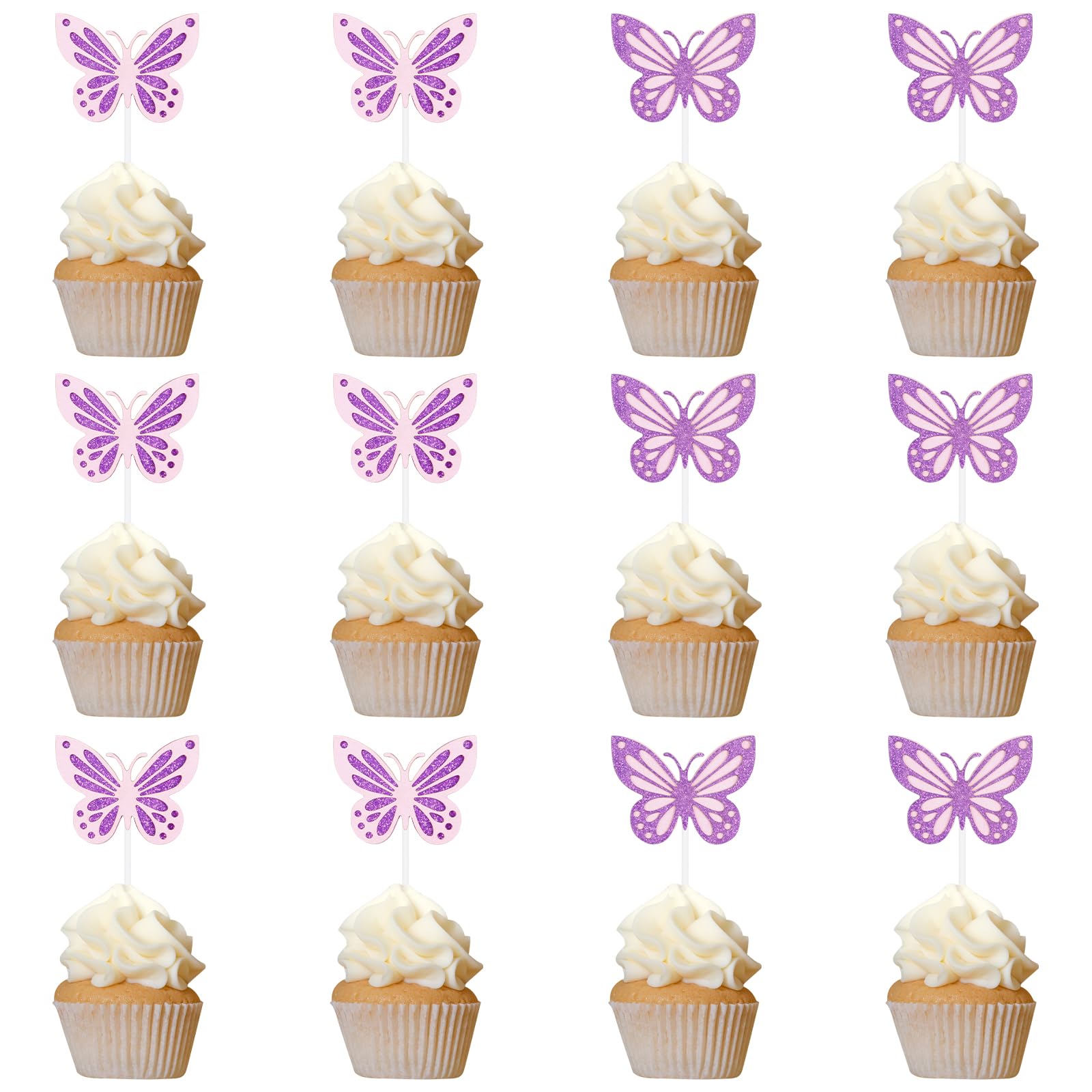 Happy 5th Butterfly Birthday Candles, Pink Purple Number 5 Candle with Butterfly Cake Cupcake Topper for Girls, 5th Birthday Cake Decorations, Cute 5th Birthday Cake Topper for Butterfly Theme Party