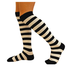 Colourful Baby World Kids Girls Striped Party Fancy Dress Up Knee Socks Black Red Blue Age 6 7 8 9 10 (Black-white, 3-5 Years)