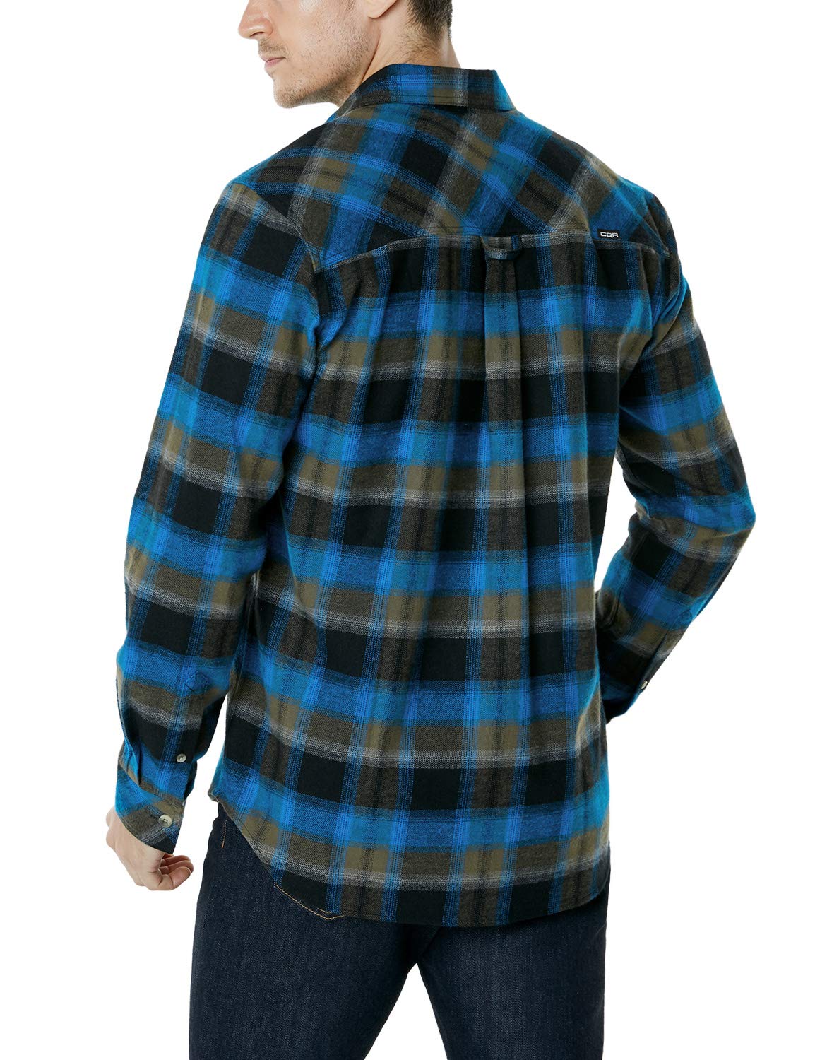 CQR Men's All Cotton Flannel Shirt, Long Sleeve Casual Button Up Plaid Shirt, Brushed Soft Outdoor Shirts, Plaid Flannel River, XL