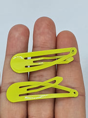 6 PCS Metal Snap Hair clips Snap Pins Hair Grip 5CM Long (Yellow)