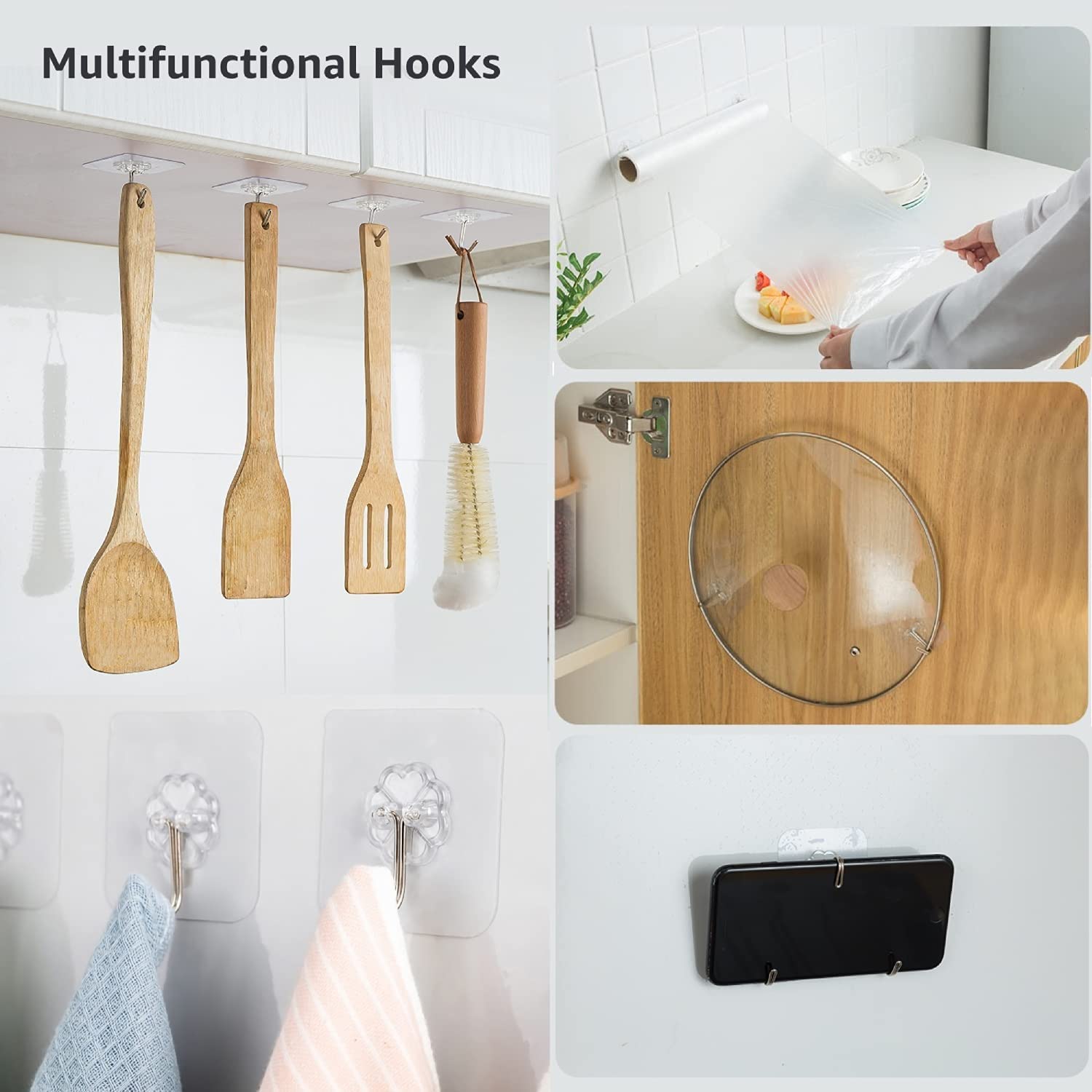 Adhesive Hooks, Self Adhesive Hooks,Waterproof Self Adhesive Hook Heavy Duty Wall Hooks for Home Kitchen Bathroom Hanging Coat Cloth Towel Key Decorations(12 Pack)