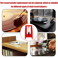 3 Pcs Record Player Needle(Red),Turntable Replacement Needle Durable Record Player Needle Replacement Accessories,Replacement Player Needle Accessories for Vinyl Record Player