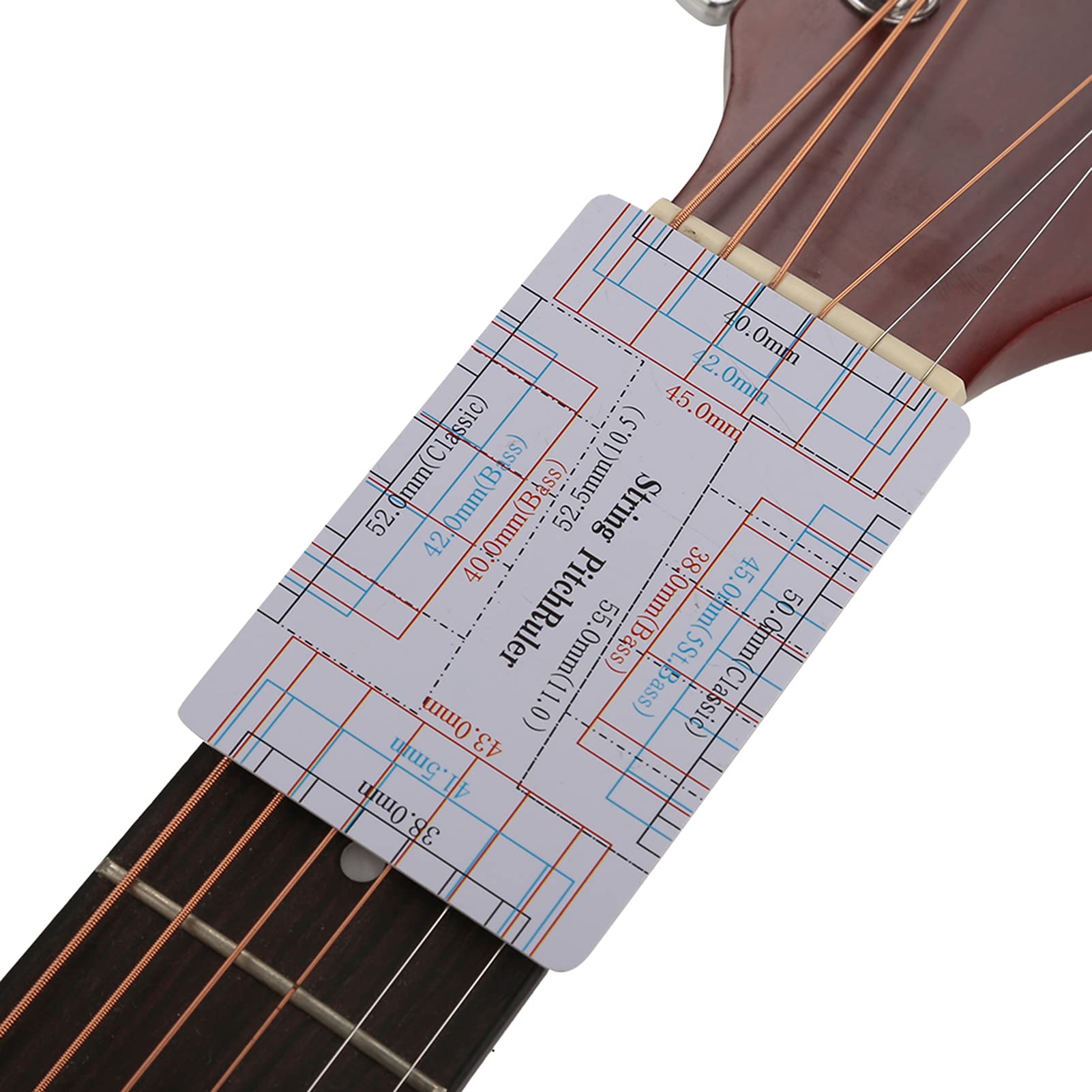 Guitar String Action Gauge Ruler, 2Pcs Double Sided Guitar Fingerboard Fretboard Measuring Tool with Clean Print for Guitar Bass