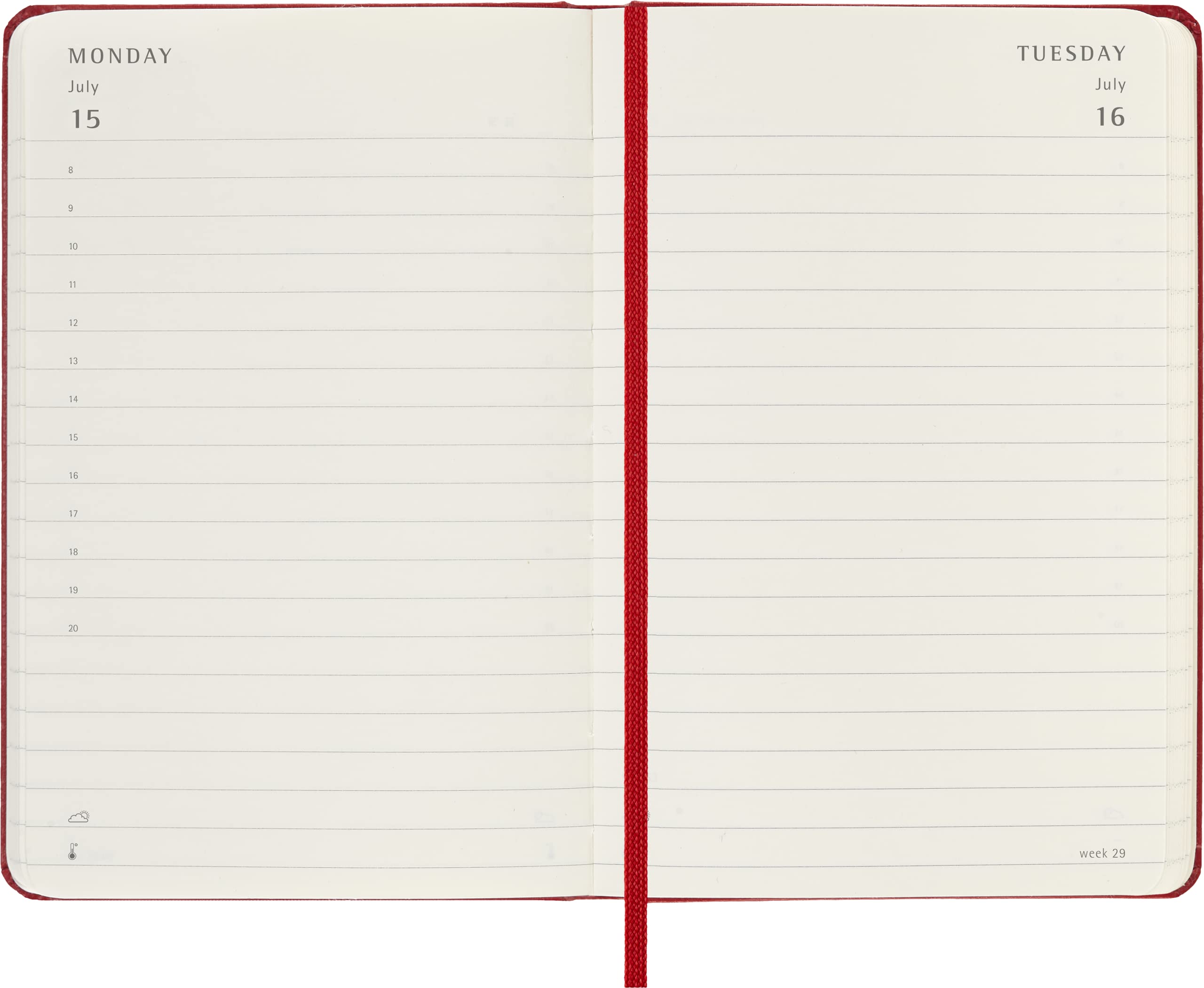 Moleskine Daily Agenda 12 Months 2024, Agenda 2024, Size Pocket 9x14, Hard Cover and Elastic Closure, Colour Scarlet Red