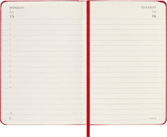 Moleskine Daily Agenda 12 Months 2024, Agenda 2024, Size Pocket 9x14, Hard Cover and Elastic Closure, Colour Scarlet Red