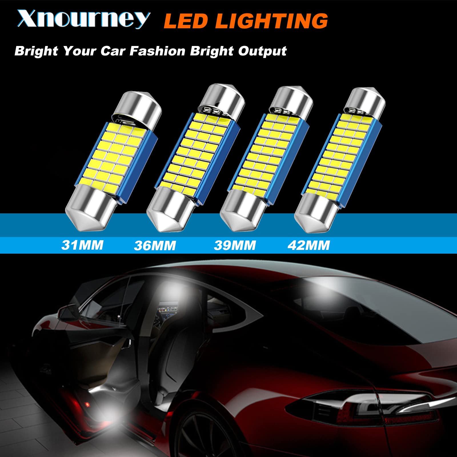 39mm 6418 Led Car Bulbs, 1.53 inches 39mm festoon Led Car Bulbs White light,12V 30smd 3014 Chipset 6461 C5W Bulbs for Interior Car Lights Dome Map Trunk Courtesy Light, 4pcs