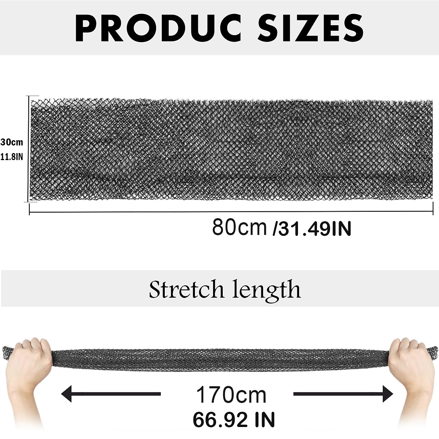 JASSINS African Net Long Bath Net Sponge, Bathing Body Exfoliating Shower Body Back Scrubber Skin Smoother,Stretch Length to 66 INCH (Black)