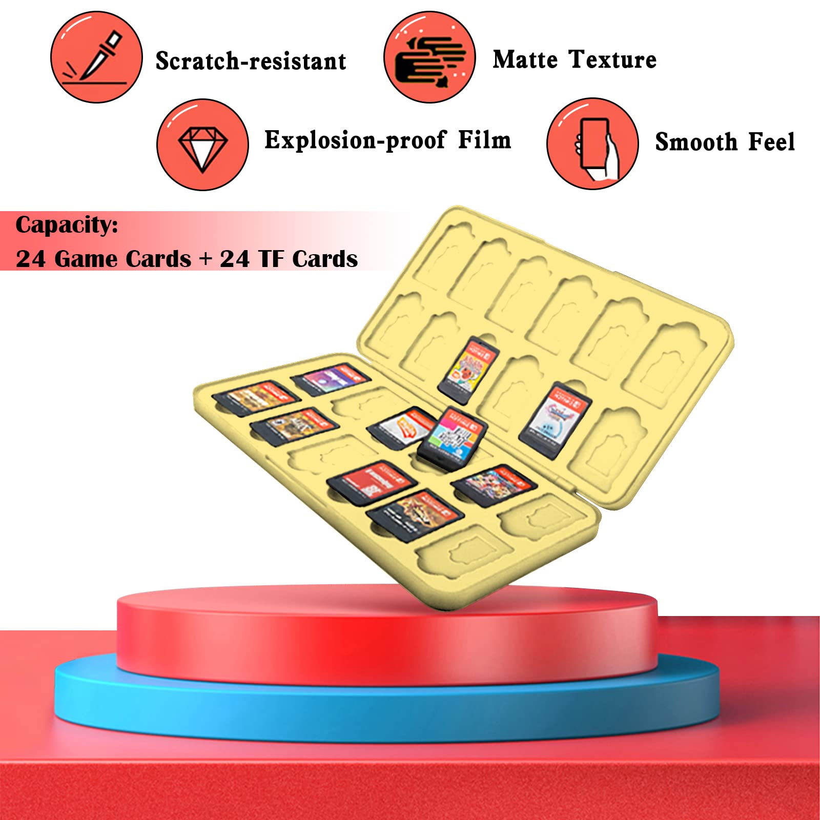 Switch Game Holder Game Card Case, Dynamic Visual Change Game Storage Box for Switch, Large Capacity 24 Slots Switch Game Card Holder